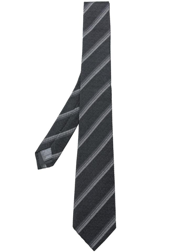 Z Zegna Striped Tie - Black