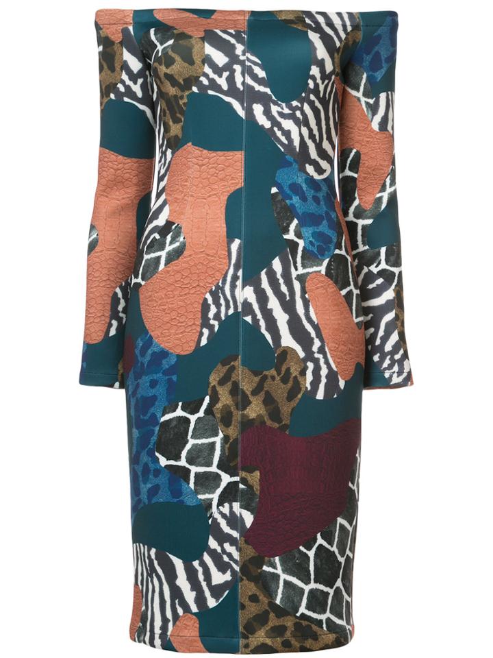 Yigal Azrouel Shoulderless Patchwork Dress - Blue