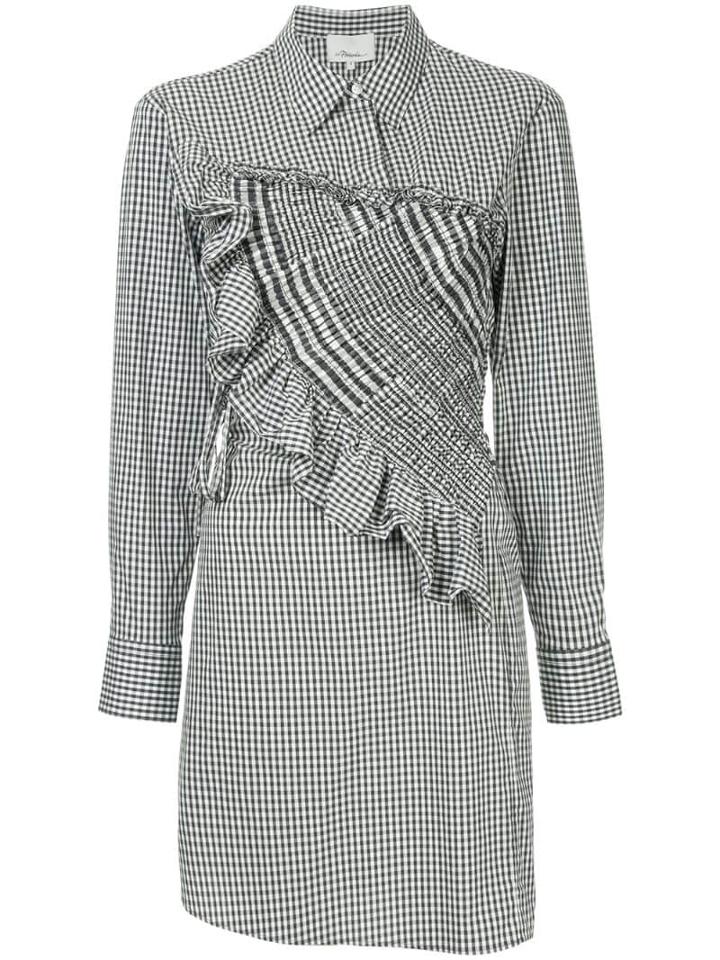 3.1 Phillip Lim Asymmetrical Gingham Shirt Dress - Black