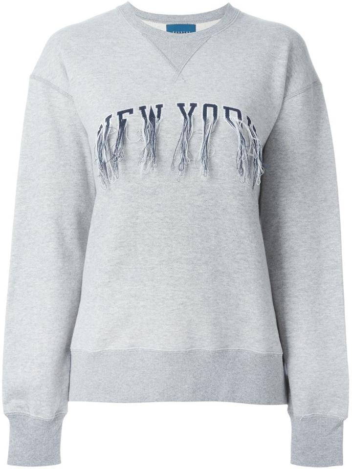 Doublet Frayed Embroidery Sweatshirt, Women's, Size: L, Grey, Cotton/polyester