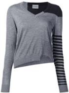 Les Animaux Striped Asymmetric Jumper, Women's, Size: 38, Grey, Silk/cashmere