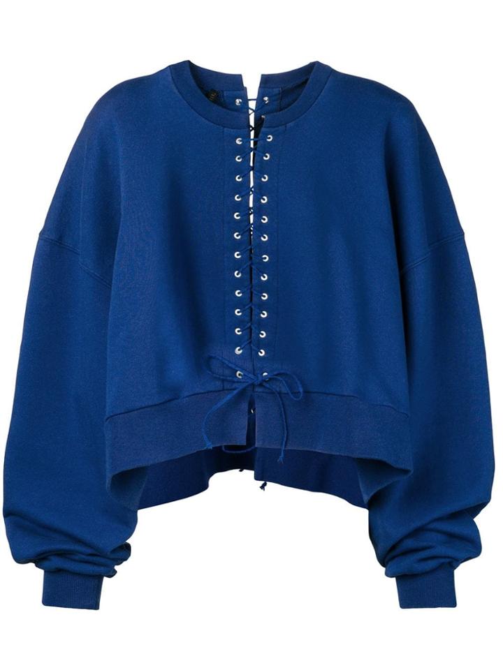 Unravel Project Lace-up Oversized Sweatshirt - Blue
