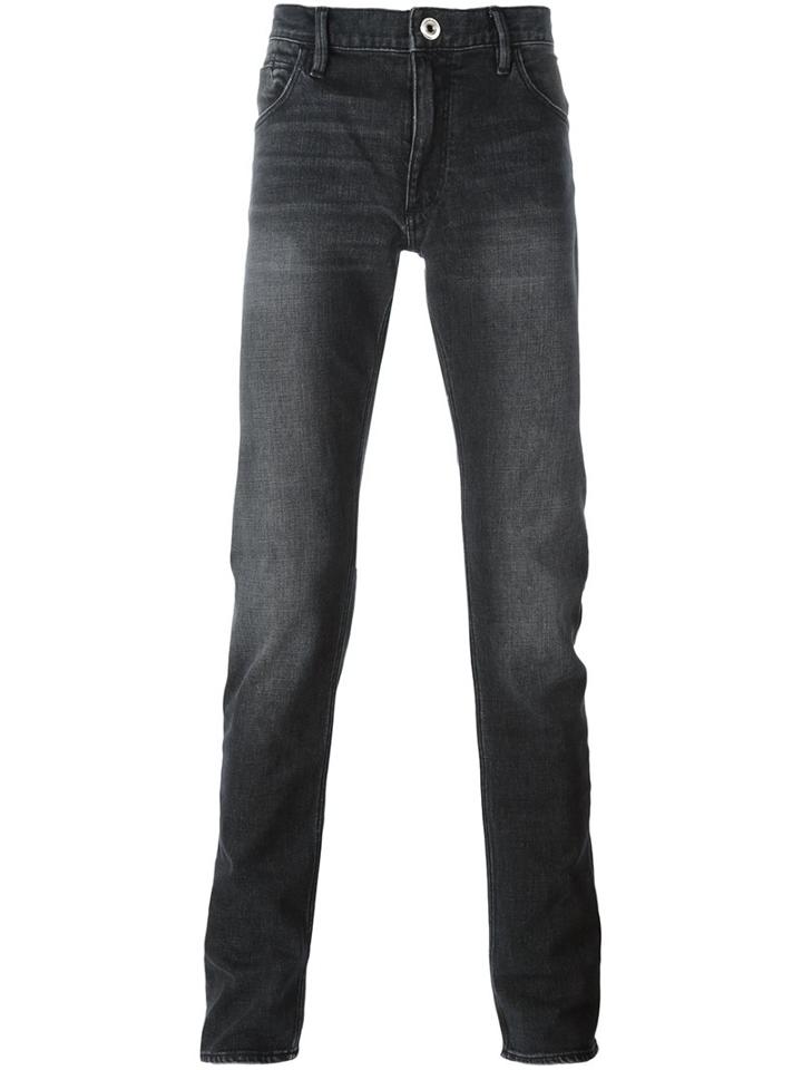 Emporio Armani Stonewash Slim Fit Jeans, Men's, Size: 33, Black, Cotton/spandex/elastane