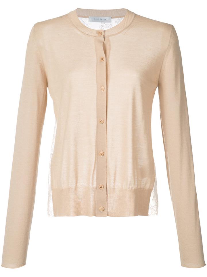Ryan Roche - Slim Fit Cardigan - Women - Silk/cashmere - S, Nude/neutrals, Silk/cashmere