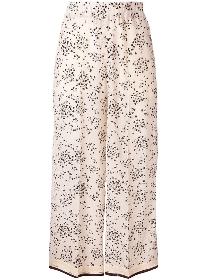 Alysi Small Floral Print Trousers - Neutrals