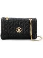 Roberto Cavalli Logo Plaque Quilted Shoulder Bag - Black