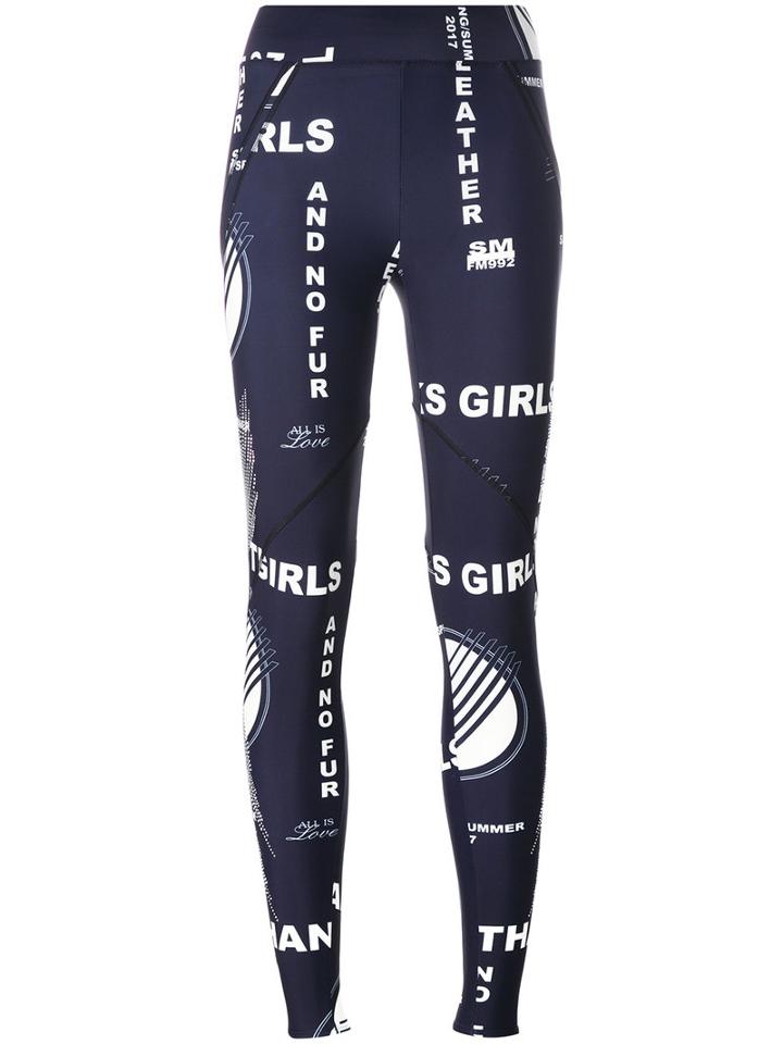 Stella Mccartney Thanks Girls Printed Leggings, Women's, Size: 40, Blue, Elastodiene/polyamide