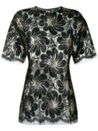 Rochas - Metallic Floral Blouse - Women - Lurex/polyamide/rayon - 44, Black, Lurex/polyamide/rayon