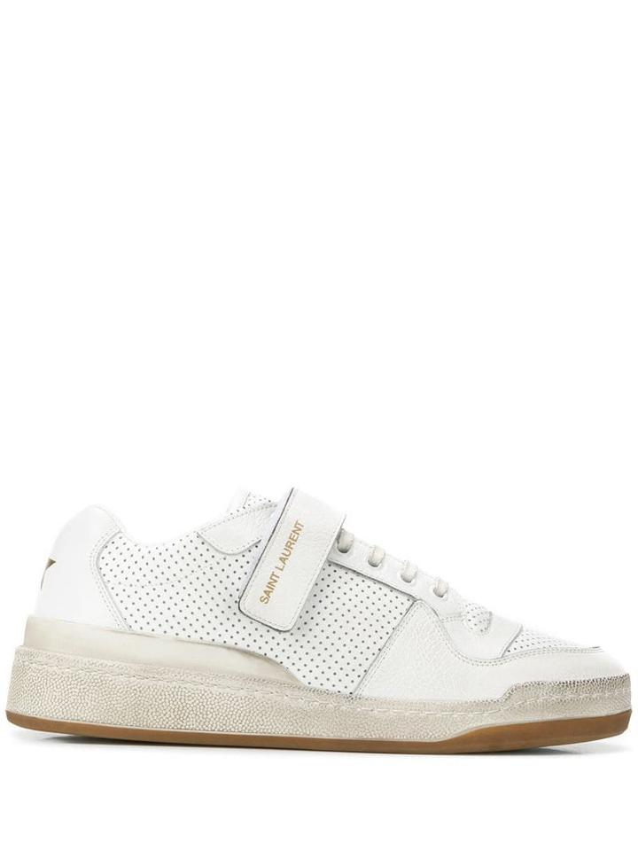 Saint Laurent Sl24 Touch-strap Sneakers - White