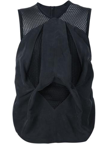 Micol Ragni Draped Mesh Tank, Women's, Size: Small, Black, Silk/cupro