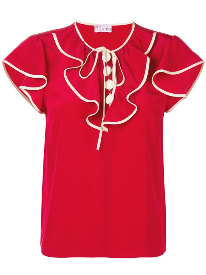 Red Valentino Ruffle Neck Blouse