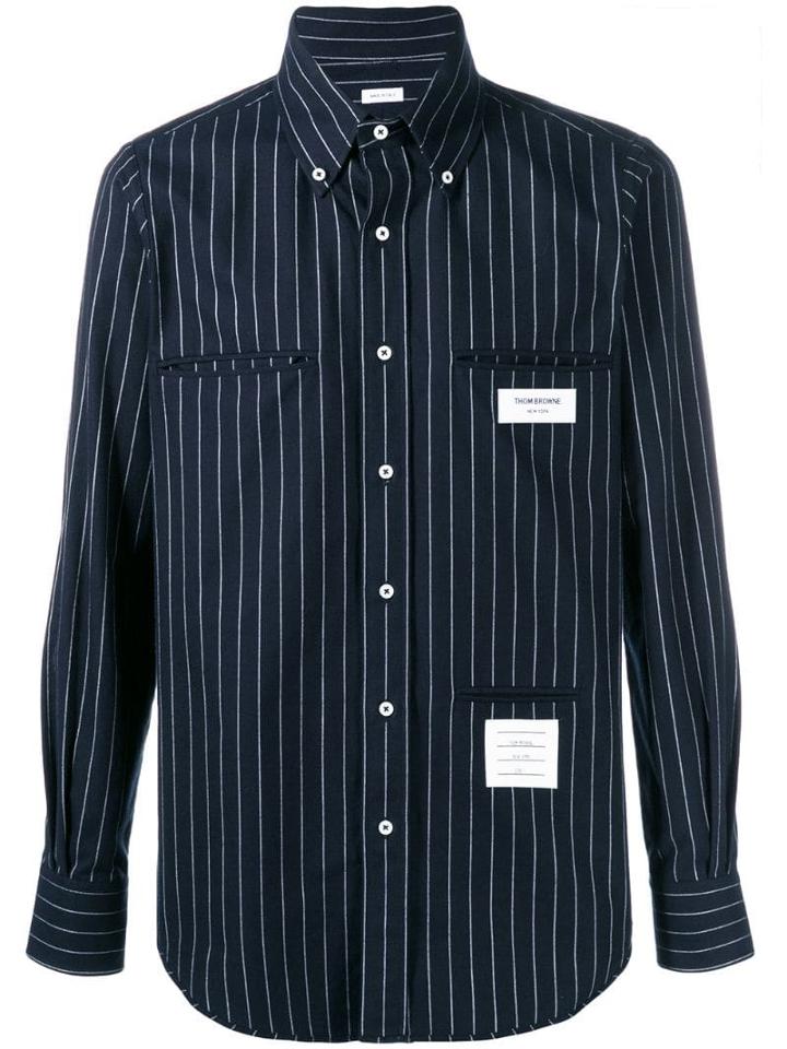 Thom Browne Inside-out Chalk Stripe Shirt - Blue