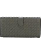 Bottega Veneta Woven Leather Flap Wallet - Grey