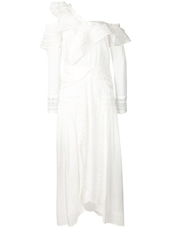 Self-portrait One Shoulder Drape Dress - White