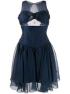 Chanel Pre-owned Gathered Bustier Dress - Blue