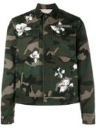 Valentino Mariposa Camouflage Print Jacket, Men's, Size: 50, Green, Cotton