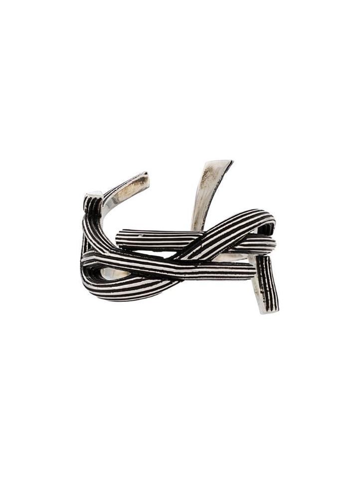 Saint Laurent Interlaced Monogram Ring - Silver