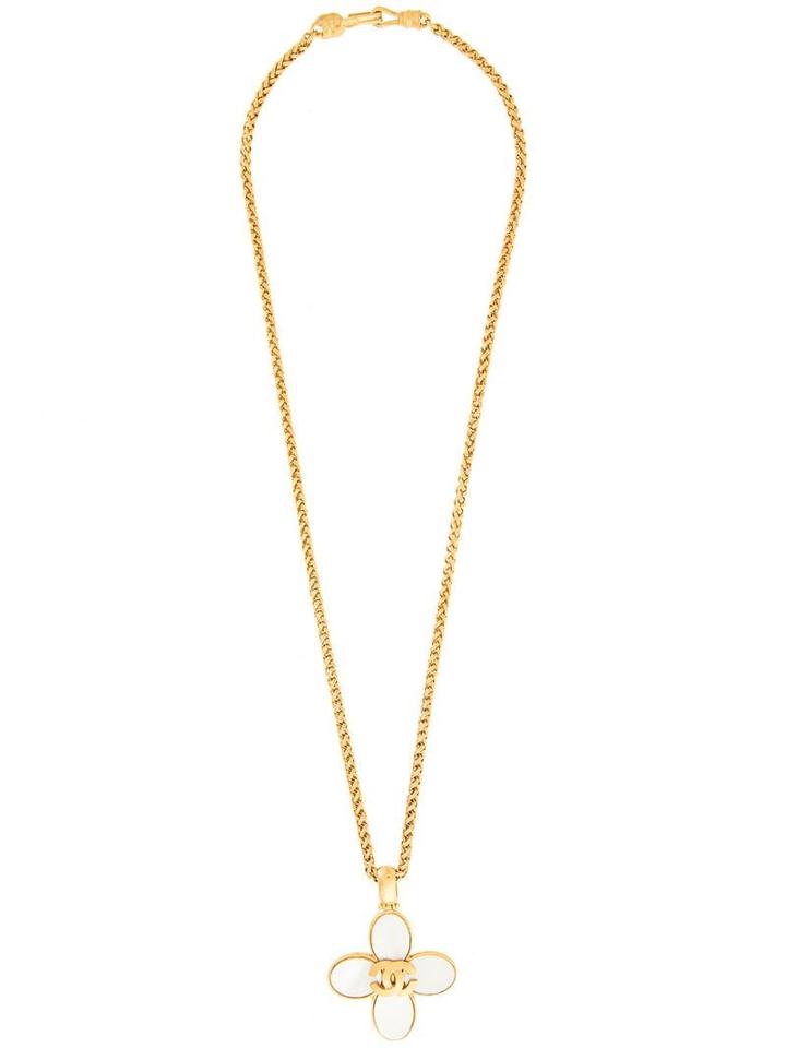 Chanel Pre-owned Cc Stone Chain Necklace - Metallic