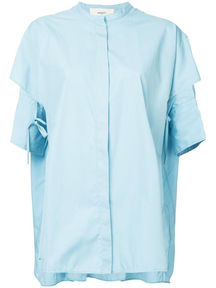 Ports 1961 Mandarin Collar Layered Shirt - Blue