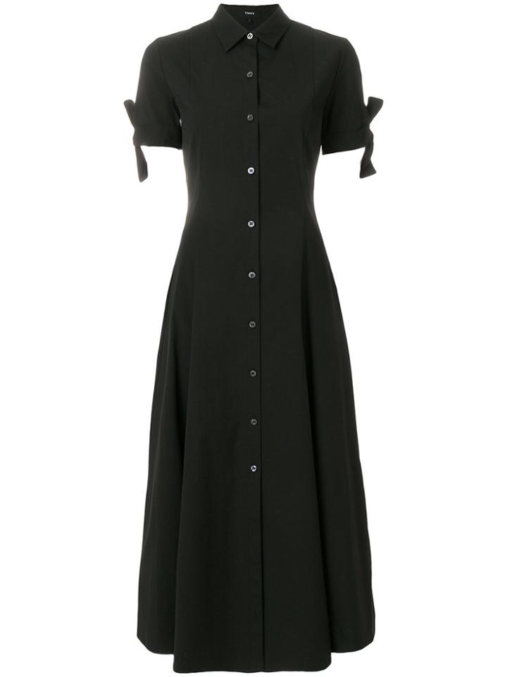 Theory Tie Cuff Shirt Dress - Black