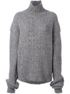 Damir Doma Ribbed Roll Neck Oversized Jumper, Women's, Size: Medium, Grey, Polyamide/cashmere/wool