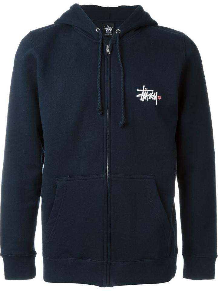 Stussy Logo Print Zipped Hoodie