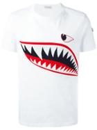 Moncler Shark Print T-shirt, Men's, Size: Large, White, Cotton