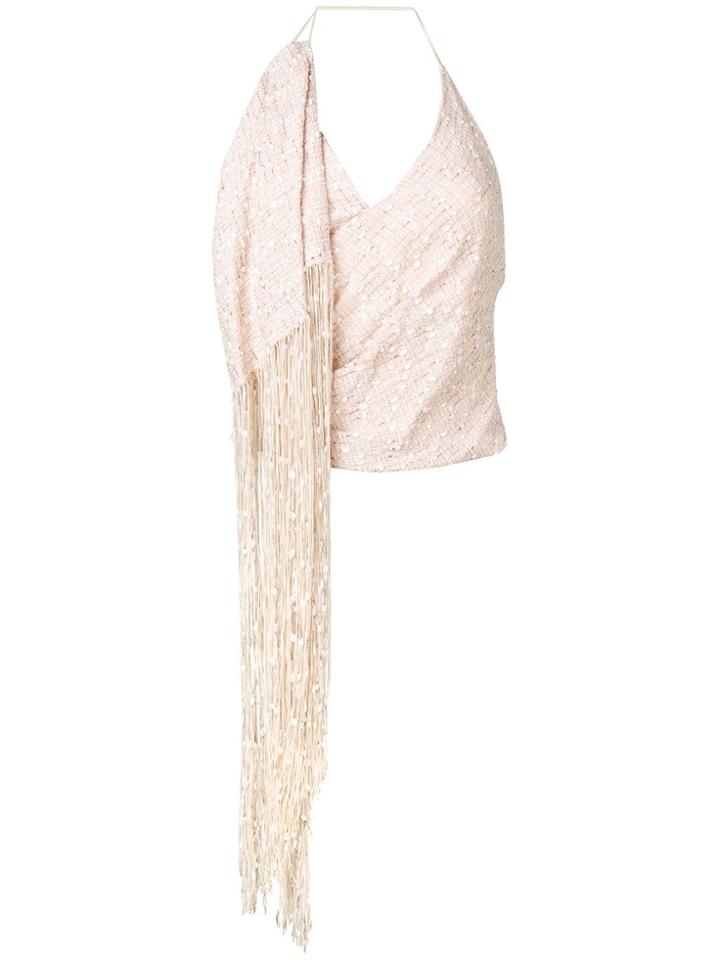 Jacquemus Fringed Tweed Halterneck Top - Neutrals