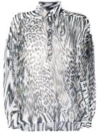 Just Cavalli Animal Print Sheer Shirt - White