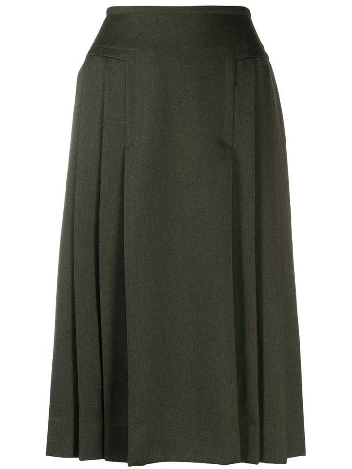 Céline Pre-owned '1970s Pleated Skirt - Green