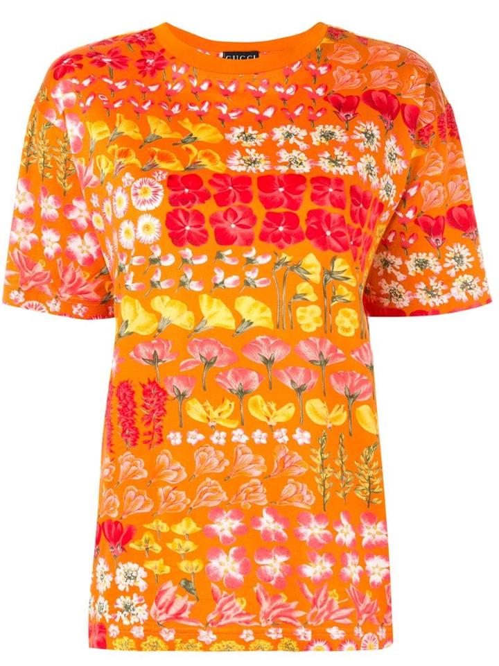 Gucci Pre-owned 1994 Flower Print T-shirt - Orange