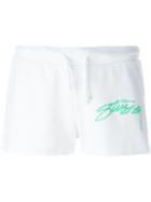 Stussy Logo Print Shorts, Women's, Size: S, White, Polyester/cotton