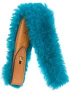 Anya Hindmarch Build A Bag Handle In Turquoise Shearling - Blue