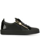 Giuseppe Zanotti Design Side Zip Detail Sneakers, Men's, Size: 41, Black, Leather/rubber