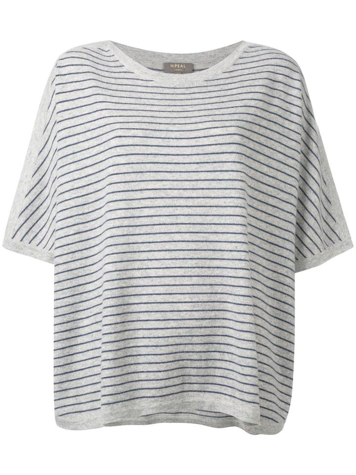 N.peal Oversized Stripe T-shirt, Women's, Size: Medium, Grey, Cashmere