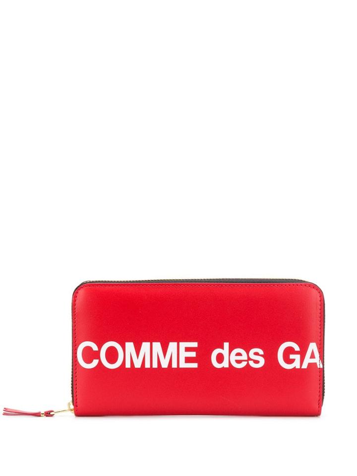 Comme Des Garçons Wallet Rectangular Logo Print Wallet - Red