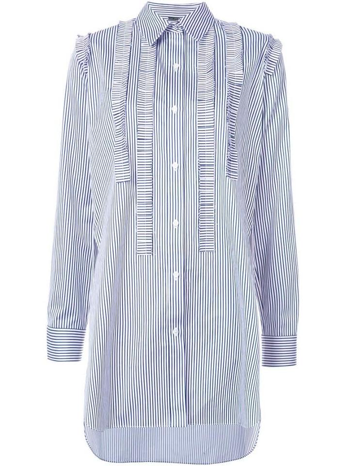Adam Lippes Ruffle-trimmed Stiped Shirt - Pink/black