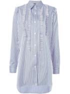 Adam Lippes Ruffle-trimmed Stiped Shirt - Pink/black