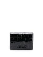 Karl Lagerfeld K/signature Croco Mini Wallet - Black