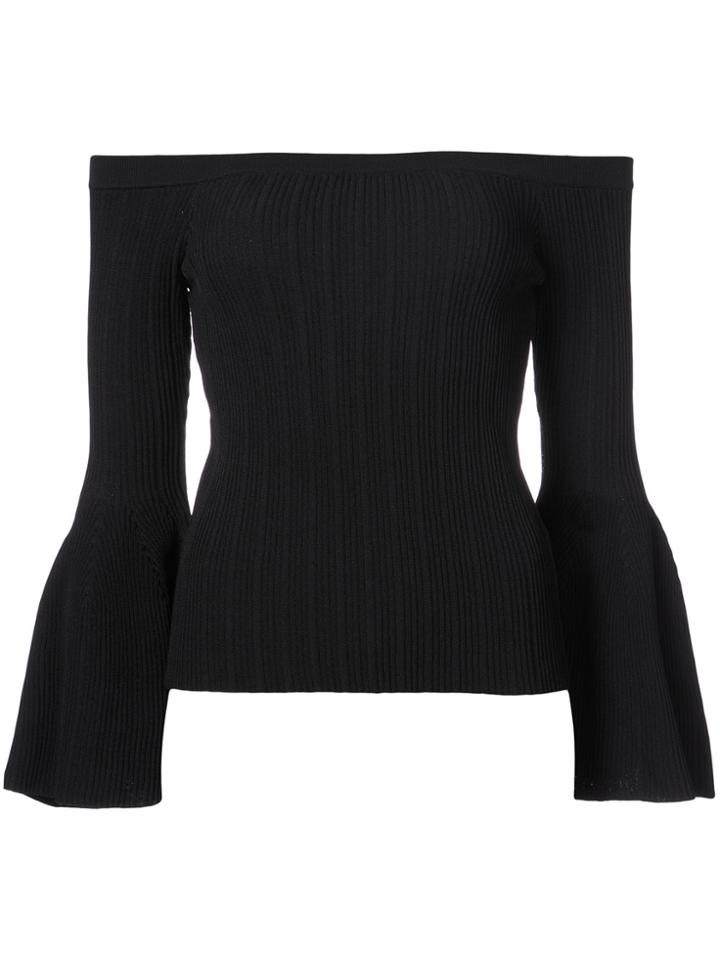 Jonathan Simkhai Ruffle Sleeve Off Shoulder Top - Black