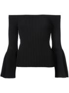 Jonathan Simkhai Ruffle Sleeve Off Shoulder Top - Black