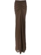 Rick Owens Lilies Draped Long Skirt, Women's, Size: 40, Brown, Cotton/polyamide/viscose