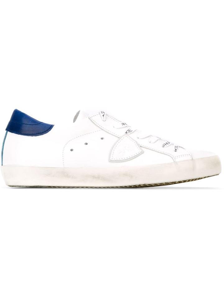 Philippe Model Logo Patch Sneakers, Men's, Size: 42, White, Rubber/leather