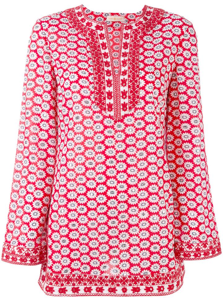 Tory Burch - Floral Pattern Kaftan - Women - Cotton/polyester - 14, Red, Cotton/polyester