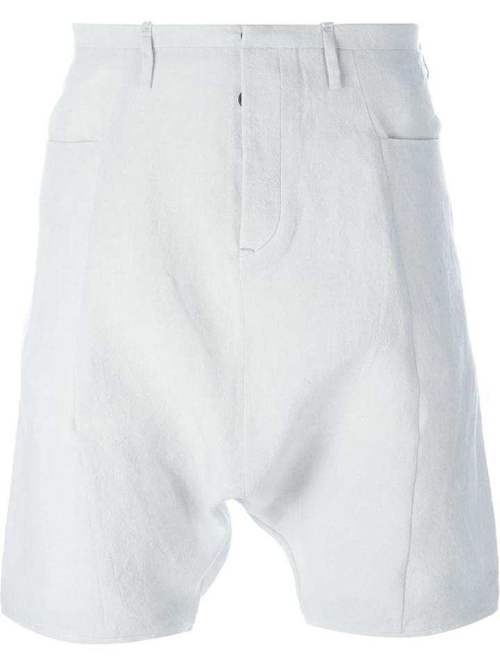Label Under Construction Drop-crotch Shorts, Men's, Size: 46, Grey, Cotton/linen/flax