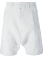 Label Under Construction Drop-crotch Shorts, Men's, Size: 46, Grey, Cotton/linen/flax