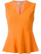 Carven Peplum Sleeveless Top, Women's, Size: 36, Yellow/orange, Acetate/viscose