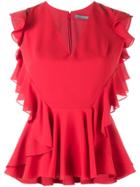 Alexander Mcqueen Ruffle-trimmed Sleeveless Blouse - Red