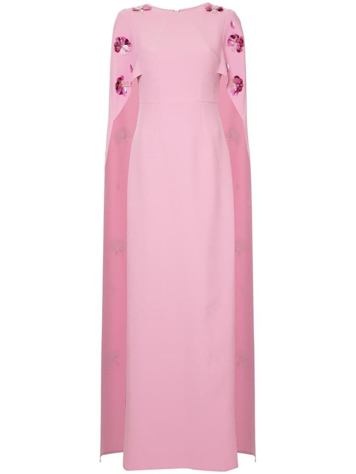 Safiyaa London Embellished Floral Cape Dress - Purple