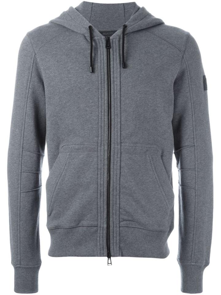 Belstaff Contrast Zipped Hoodie, Men's, Size: Large, Grey, Cotton